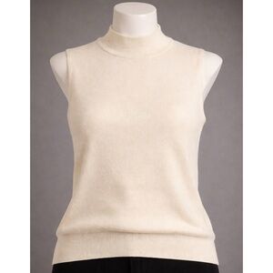 SHEIN Cream Sleeveless Mock Neck Top M